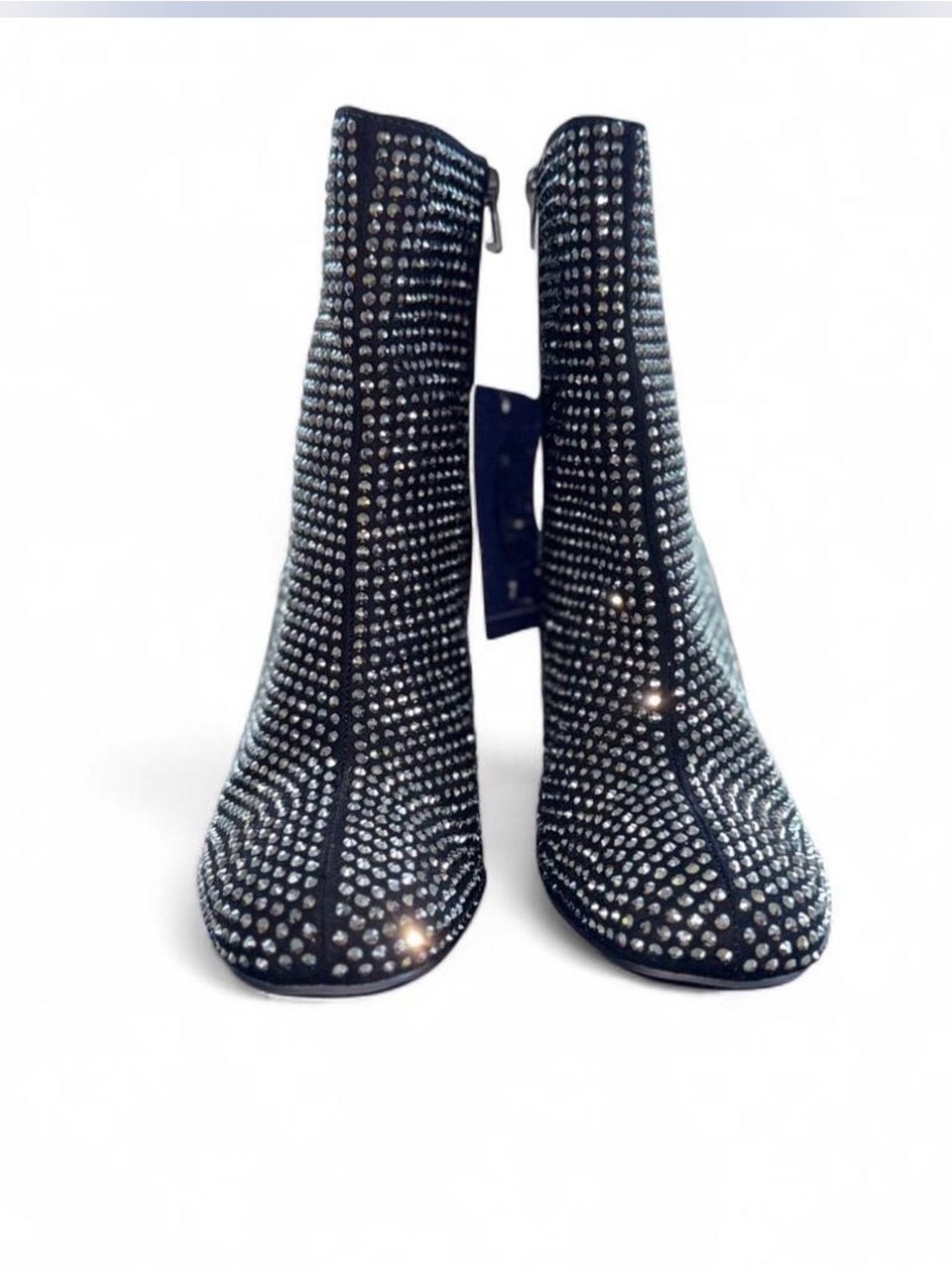 Scoop Rhinestone Ankle Booties Black Stiletto Heel Zip Boots Women’s 7 NWT - Picture 8 of 12